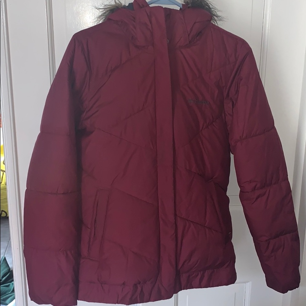 Columbia Maroon puffer Winter Coat